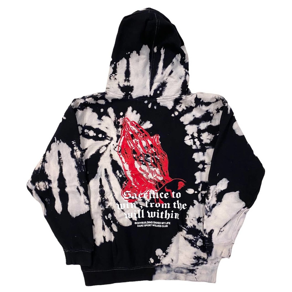 Darc Sport Black & White Tie-Dye Hoodie with Red Graphic